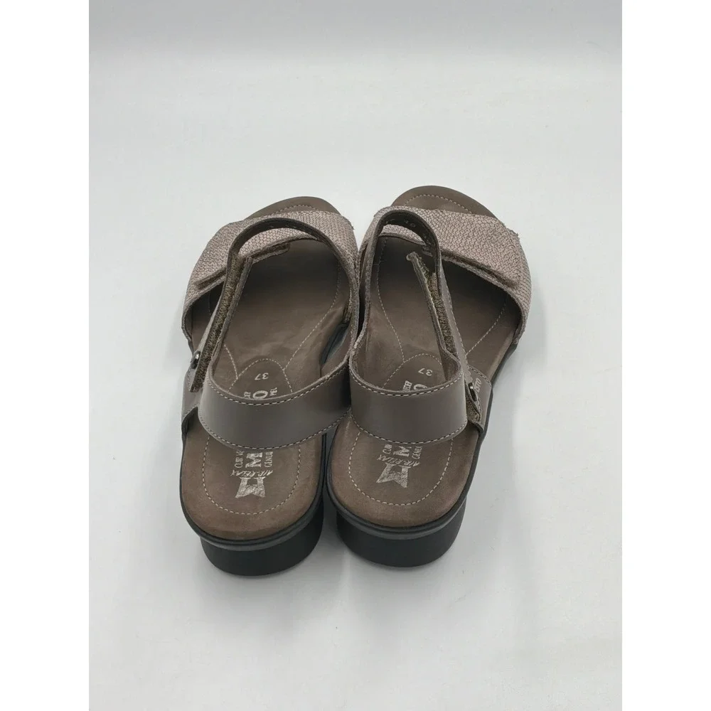 Mephisto Wedge‎ Sandals Womens 37 Brown Snake Print Leather Comfort Strap